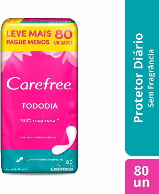 Carefree Protetor Diário Todo Dia Sem Perfume 80unidades