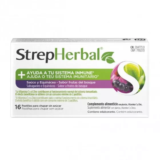 StrepHerbal Sabugueiro e Equinácea Frutos dos Bosque Pastilhas x16