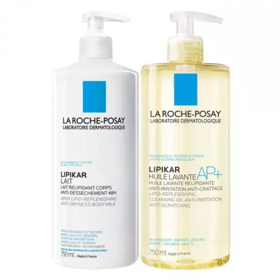 La Roche Posay Lipikar Leite Corporal 750ml + Lipikar Óleo Lavante AP+ 750ml