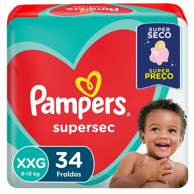 Fralda Supersec Hiper ”Xxg” Pampers Simples c/34 Unidades
