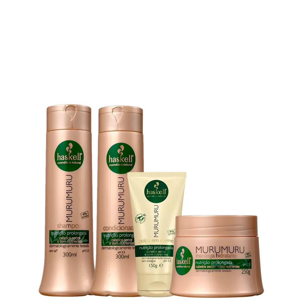 Kit MuruMuru Haskell Shampoo, Condicionador, Máscara e Polpa 300ml