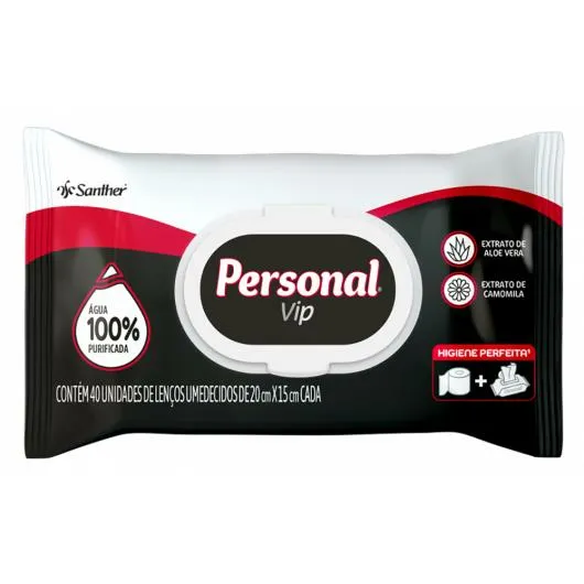 Lenço Umedecido Personal Vip 40 Unidades