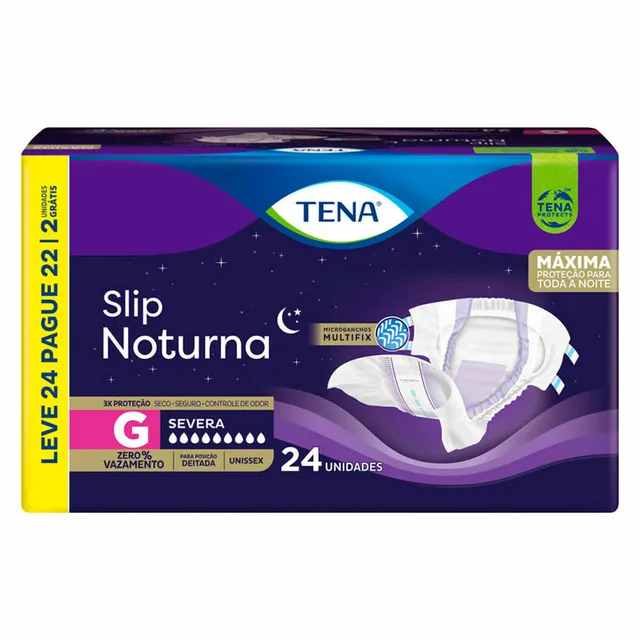 Fralda Geriátrica Tena Slip Noturna Tamanho G c/24 Unidades