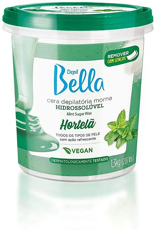 Cera Par Depilação Hidrossolúvel Hortelã 1,3KG Depil Bella