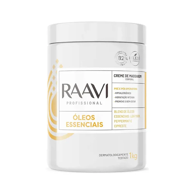Creme Massagem Corp. Oleos Essenciais Raavi 1Kg