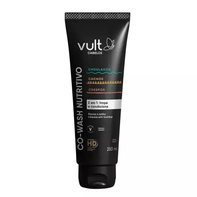 Co wash nutritivo 250ml ondulados cachos e crespos 2 em 1 limpa e condiciona 250ml - Vult