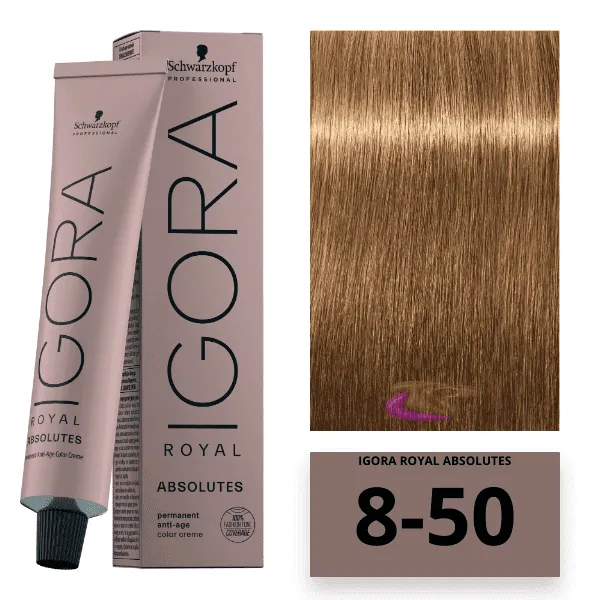 Coloração Igora Royal Absolutes-Ira 8-50 Louro Claro Dourado Natural 60ml Schwarzkopf