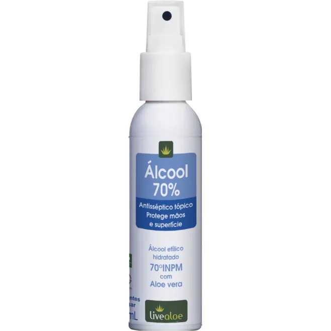 Álcool 70% - LiveAloe - Frasco com 100ml