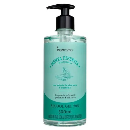 Álcool Gel com Óleo Essencial de Menta Piperita - Via Aroma - Frasco c