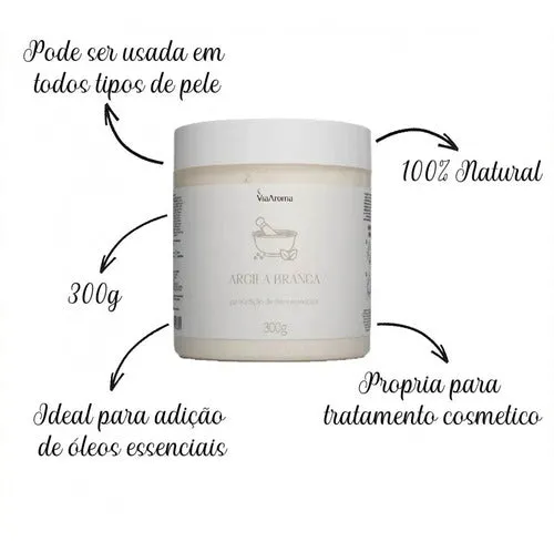 Argila para Corpo e Rosto (Branca) - Via Aroma - 300g