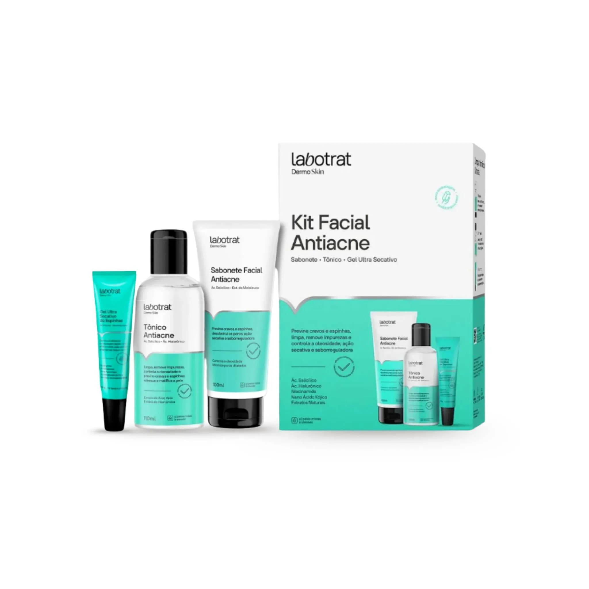 Kit Facial Antiacne Dermo Skin com 3 Itens - Labotrat