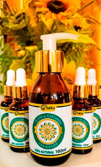 Óleo de Girassol Ozonizado - Hélix - Frasco com 100ml