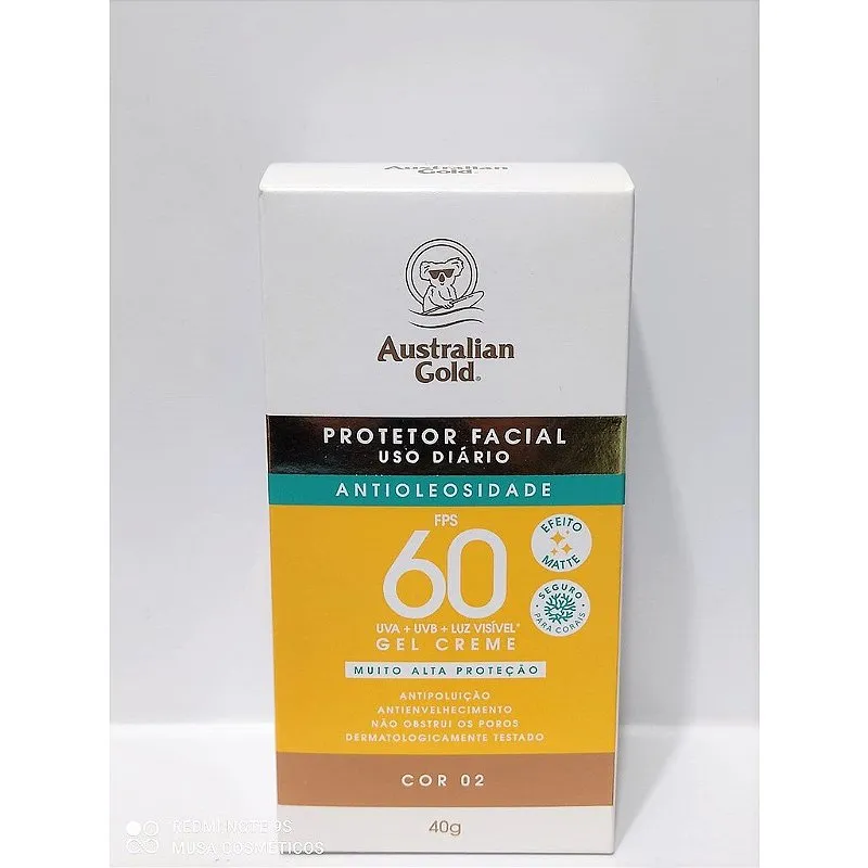 Australian Gold Protetor Solar Facial Antioliosidade Cor 02 FPS60 40g