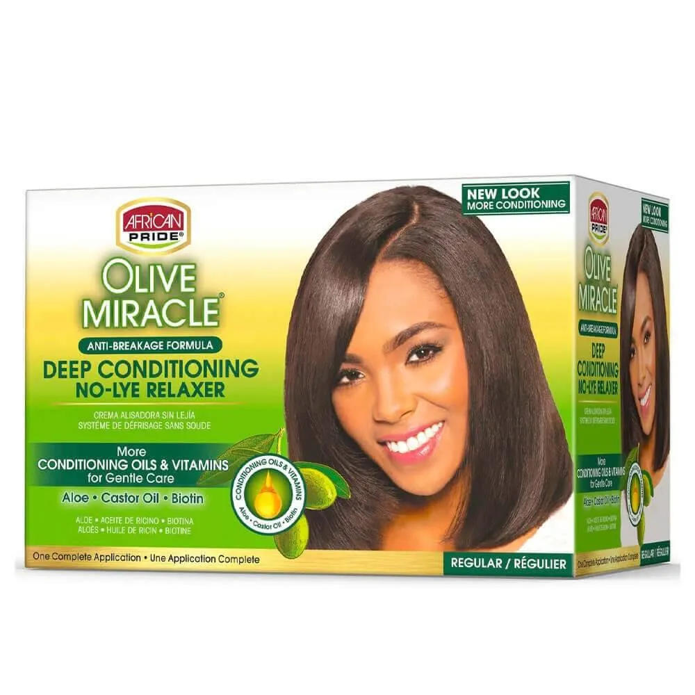 African Pride Olive Miracle Deep Conditioning Anti-Breakage No-Lye Relaxer Regular