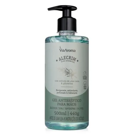 Álcool Gel com Óleo Essencial de Alecrim - Via Aroma - Frasco com 500m