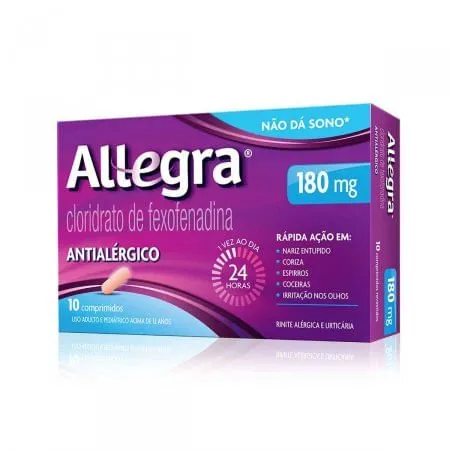 Allegra Antialérgico Cloridrato de Fexofenadina 180mg 10 comprimidos