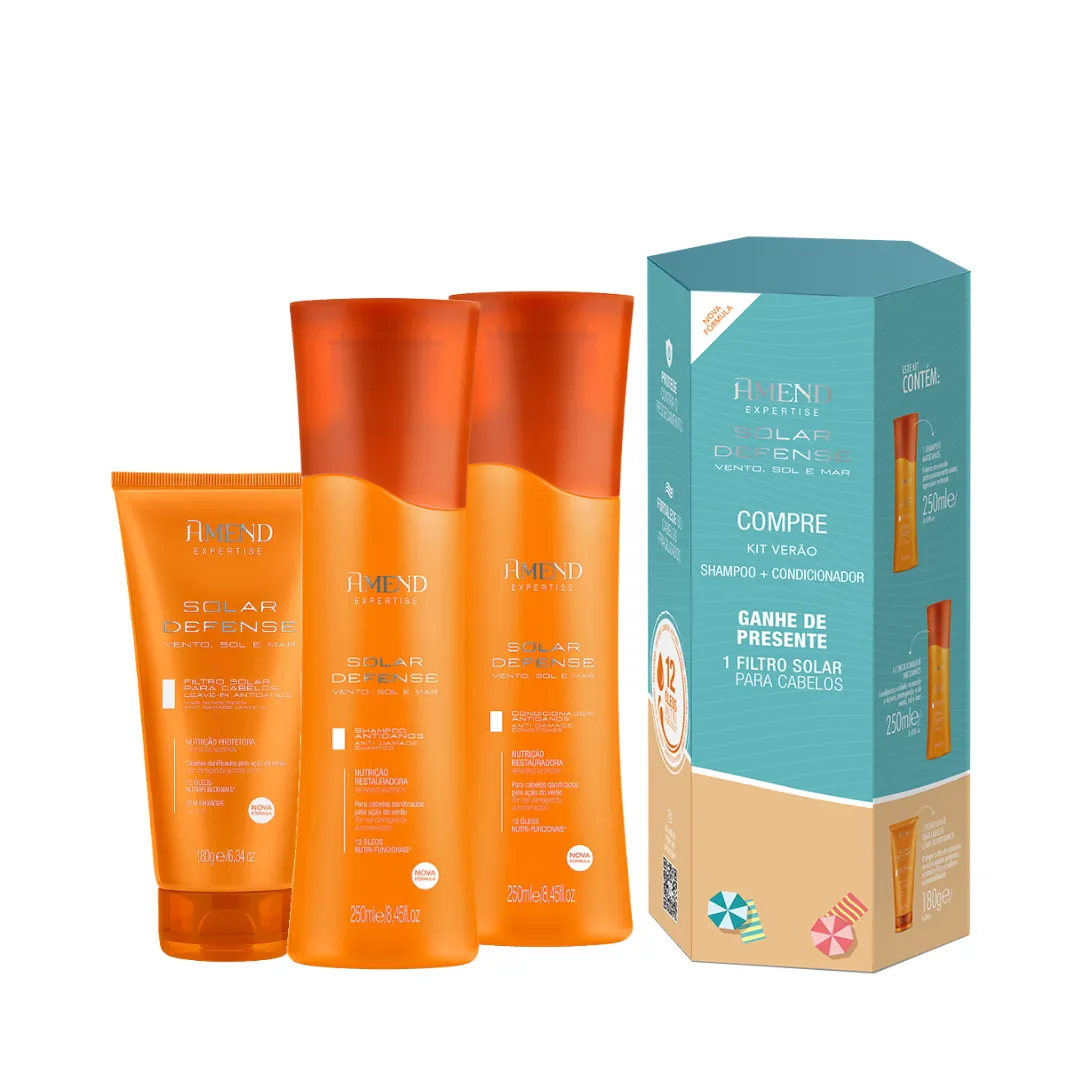 Amend Expertise Solar Defense Kit Shampoo + Condicionador + Leave-in | By Linda