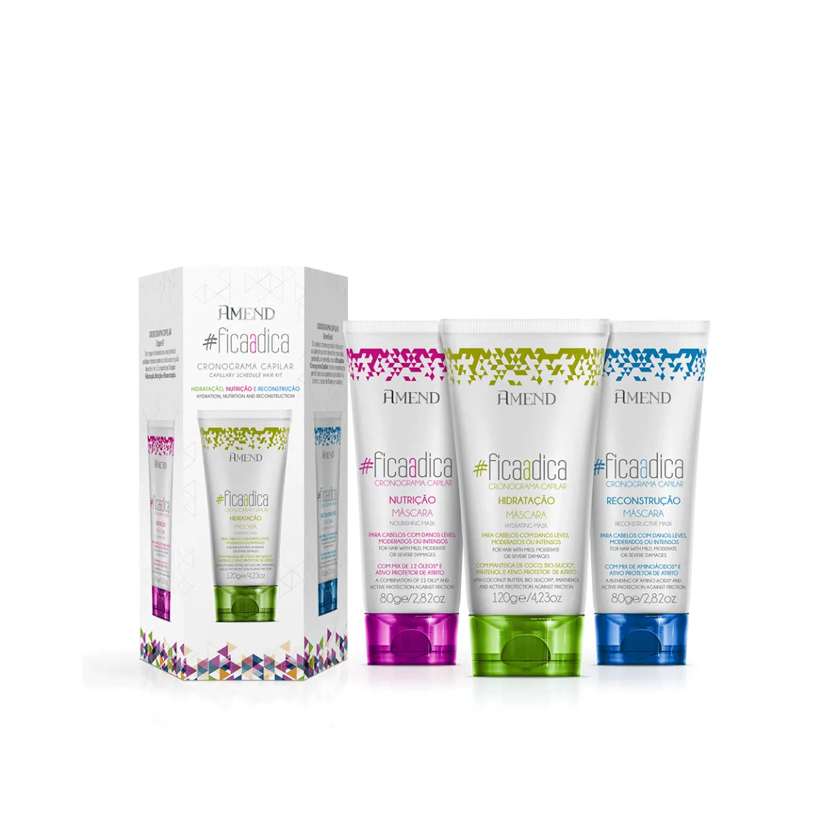 Amend Kit #Fica a dica Cronograma Capilar – Máscaras Hidra, Nutri e Reconstrói | By Linda