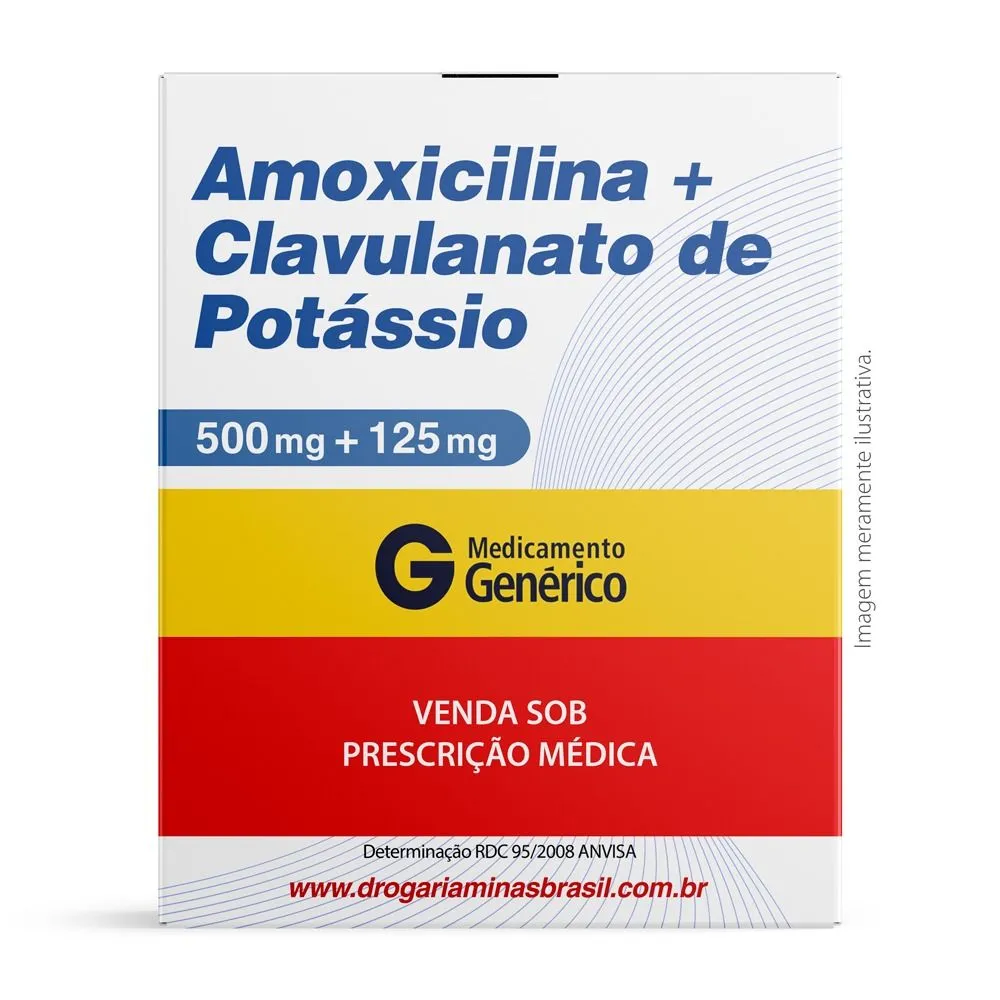 Amoxicilina + Clavulanato De Potássio 500Mg + 125Mg Com 18 Comprimidos Genérico Ems