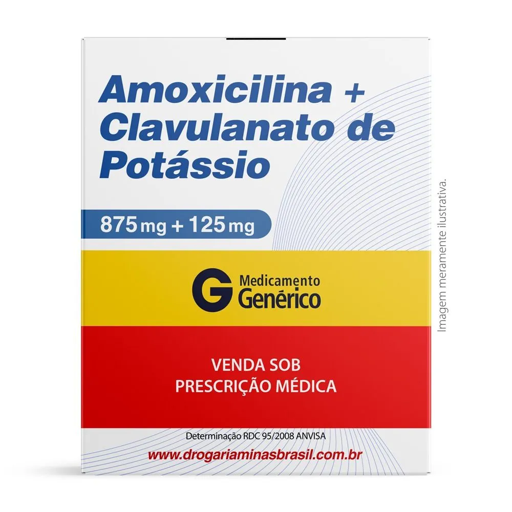 Amoxicilina + Clavulanato De Potássio 875Mg + 125Mg Com 12 Comprimidos Genérico Ems