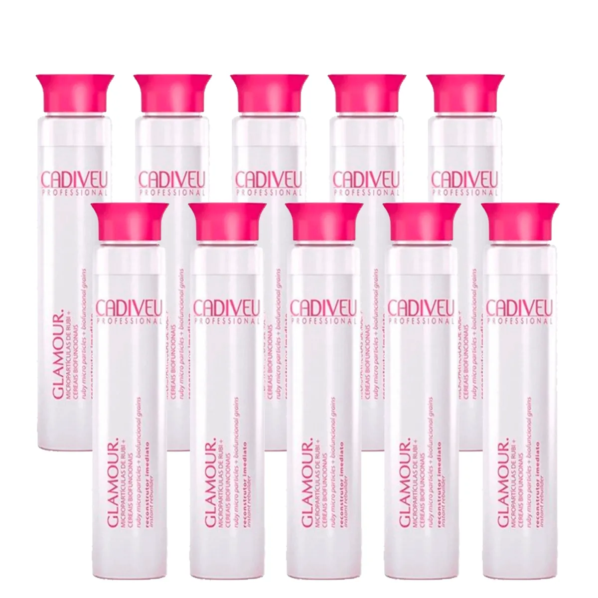 Kit 10 Ampolas Glamour Rubi Reconstrutor Imediato Cadiveu 15ml