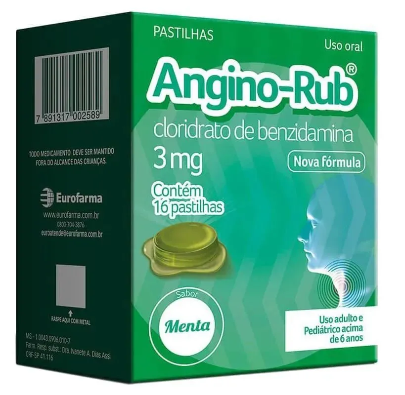 Angino Rub Menta 16 Pastilhas