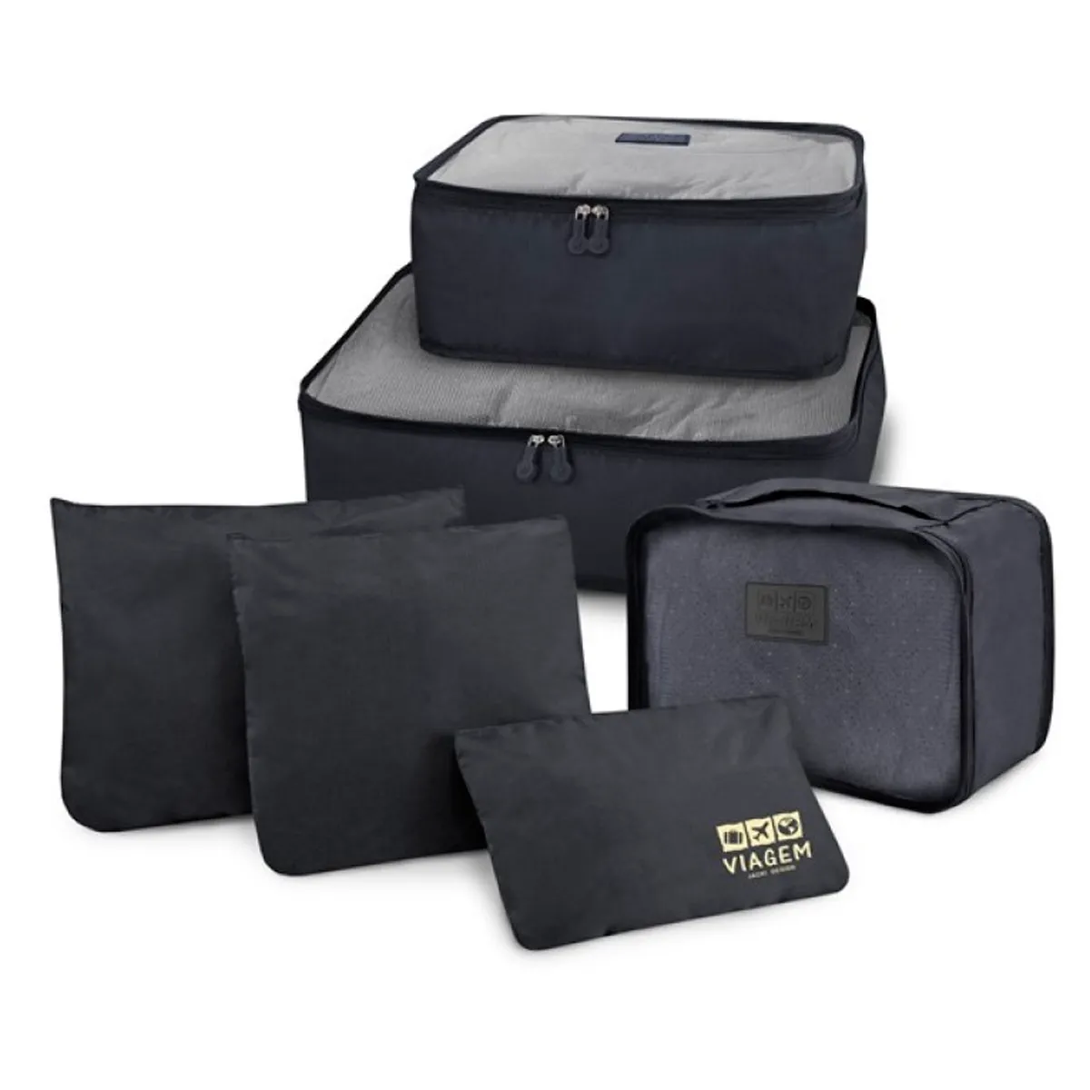 Kit Organizador de Malas de 6 Peças Viagem Jacki Design ARH20881 Preto