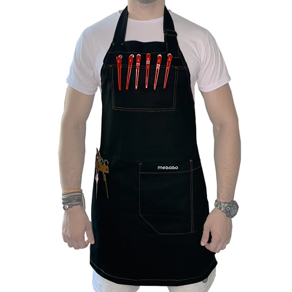 Avental Profissional Barbeiro Cabeleireiro Sarja Resinada Preto