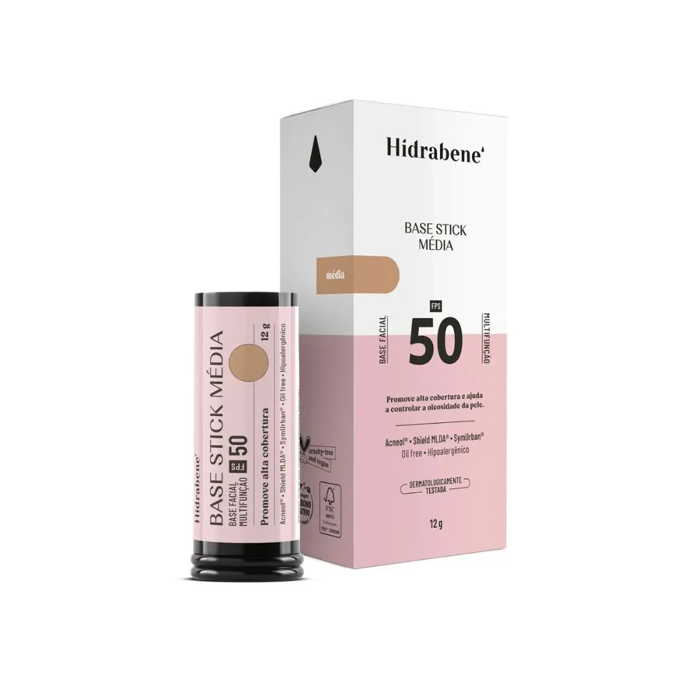 Base Facial Stick Hidrabene FPS50 12g - Cor Média
