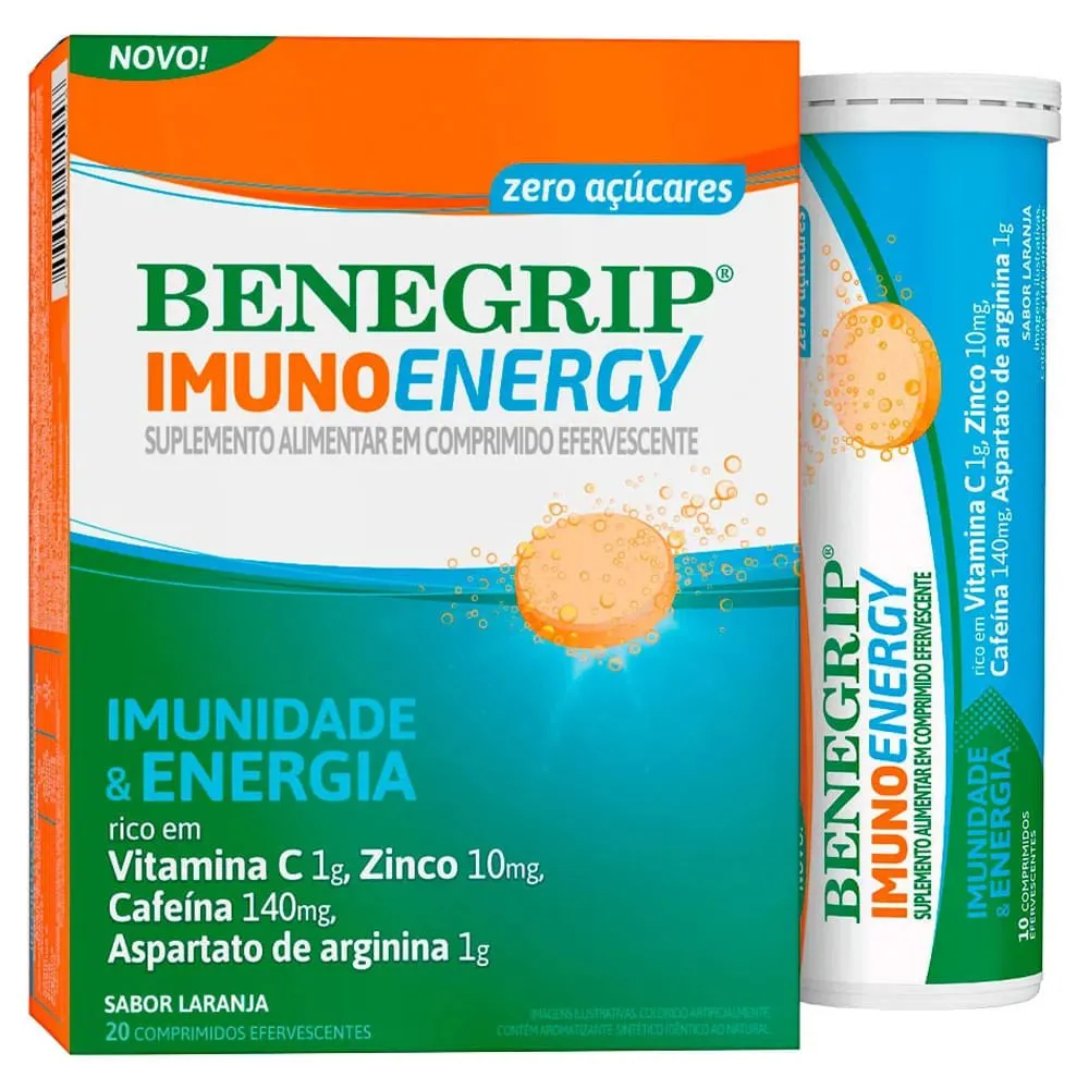 Benegrip Polivitamínico Efervescente Imuno Energy 20 comprimidos