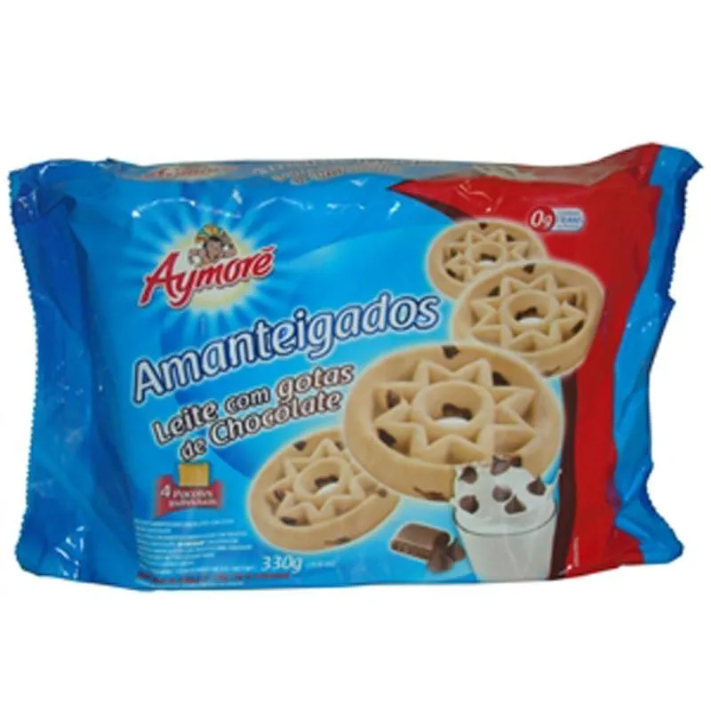 Biscoito Aymoré Amanteigado Leite Com Gotas de Chocolate 330g