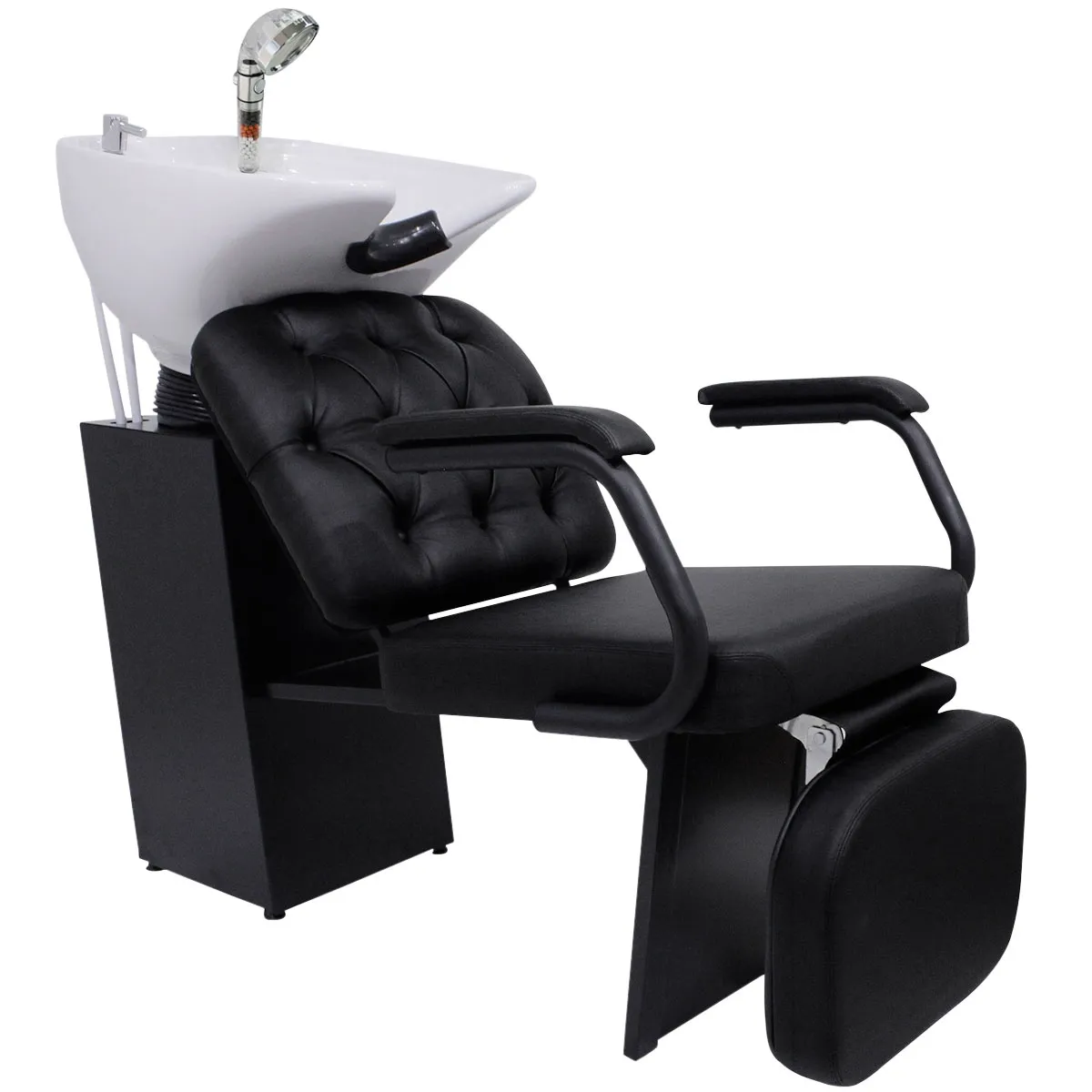 Lavatório Barber Boss com Encosto de Pernas Kixiki Preto Olimpo