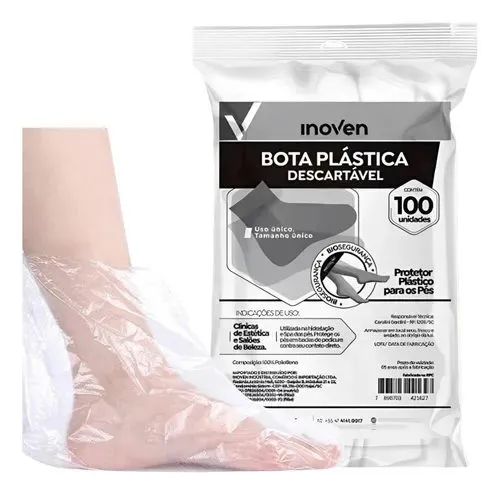 Bota Descatavel Plastica Inoven 100un