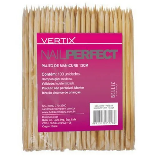 Palito Profissional Para Unhas Duas Pontas 50Pcs Vertix