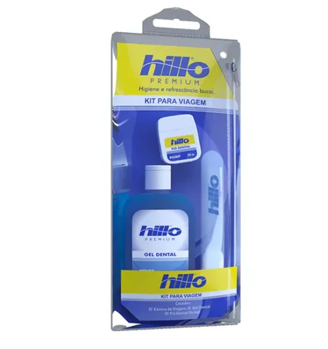 Kit Viagem Hillo Escova Dental + Gel Dental + Fio Dental