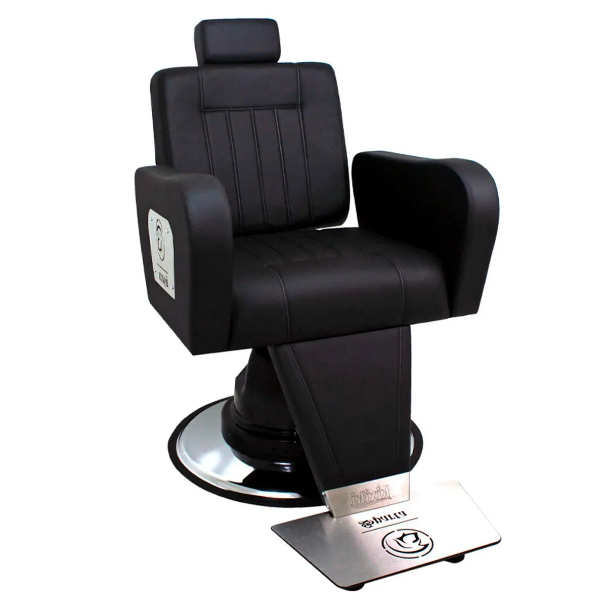 Cadeira de Barbeiro Sparta Reclinável Kixiki Preto Fosco