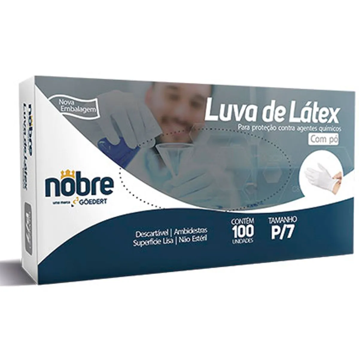 Luva de Látex Nobre Com Pó Agentes Químicos P/7 - 100un