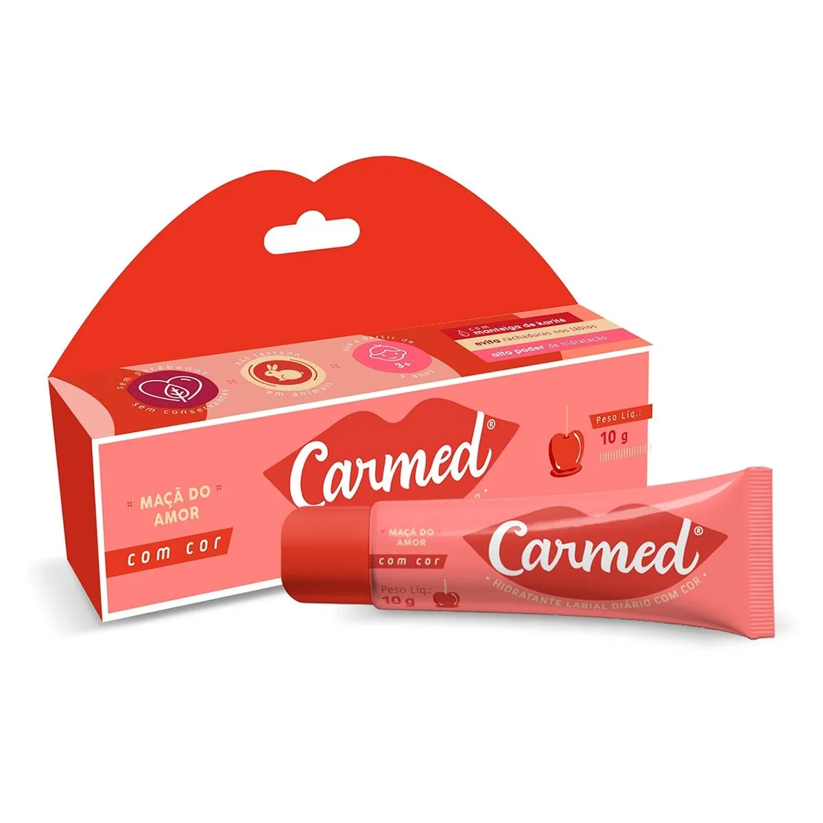 Carmed Hidratante Labial Maça Do Amor Com Cor 10g
