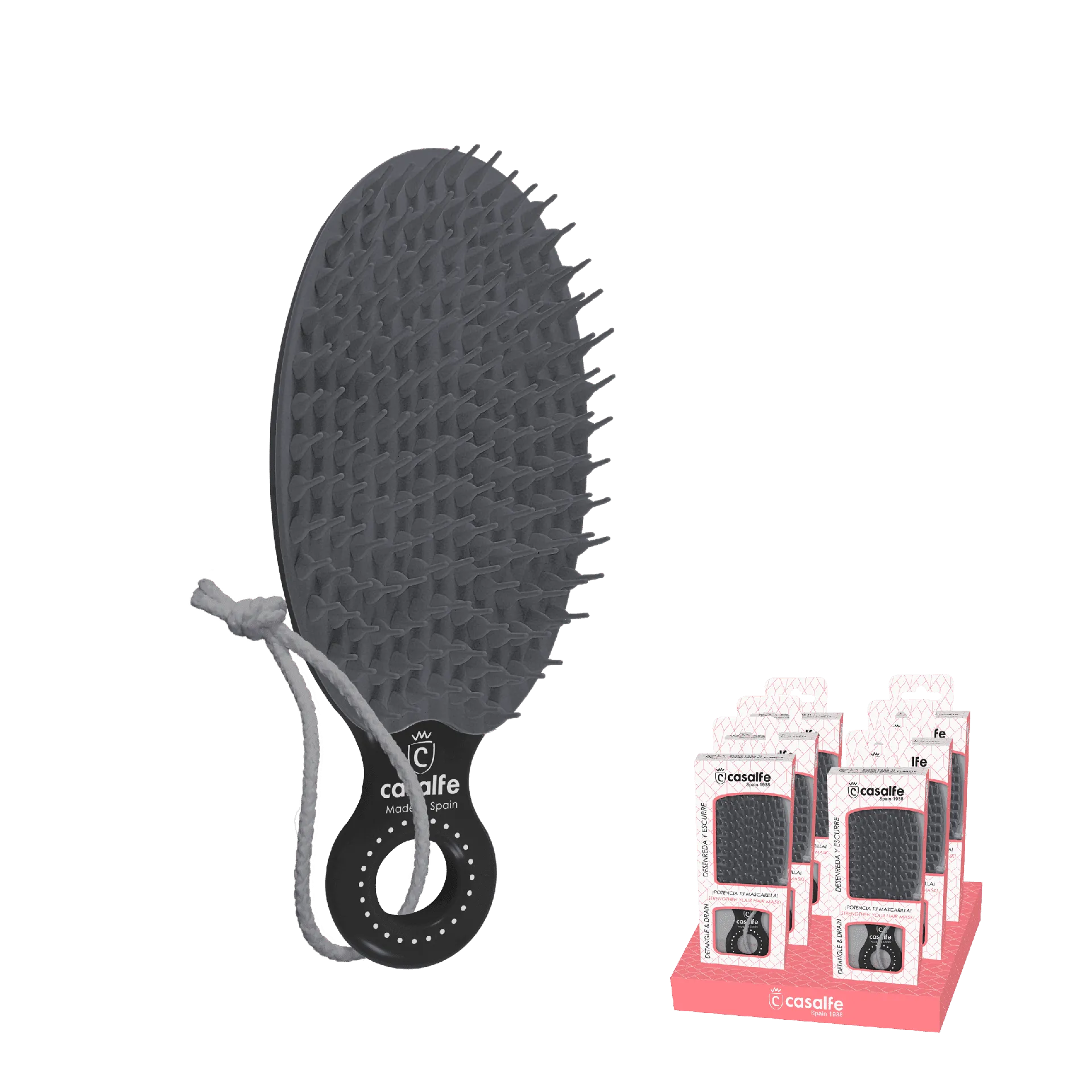 Casalfe Cepillo Desenreda Y Escurre Negro Potencia La Mascarilla