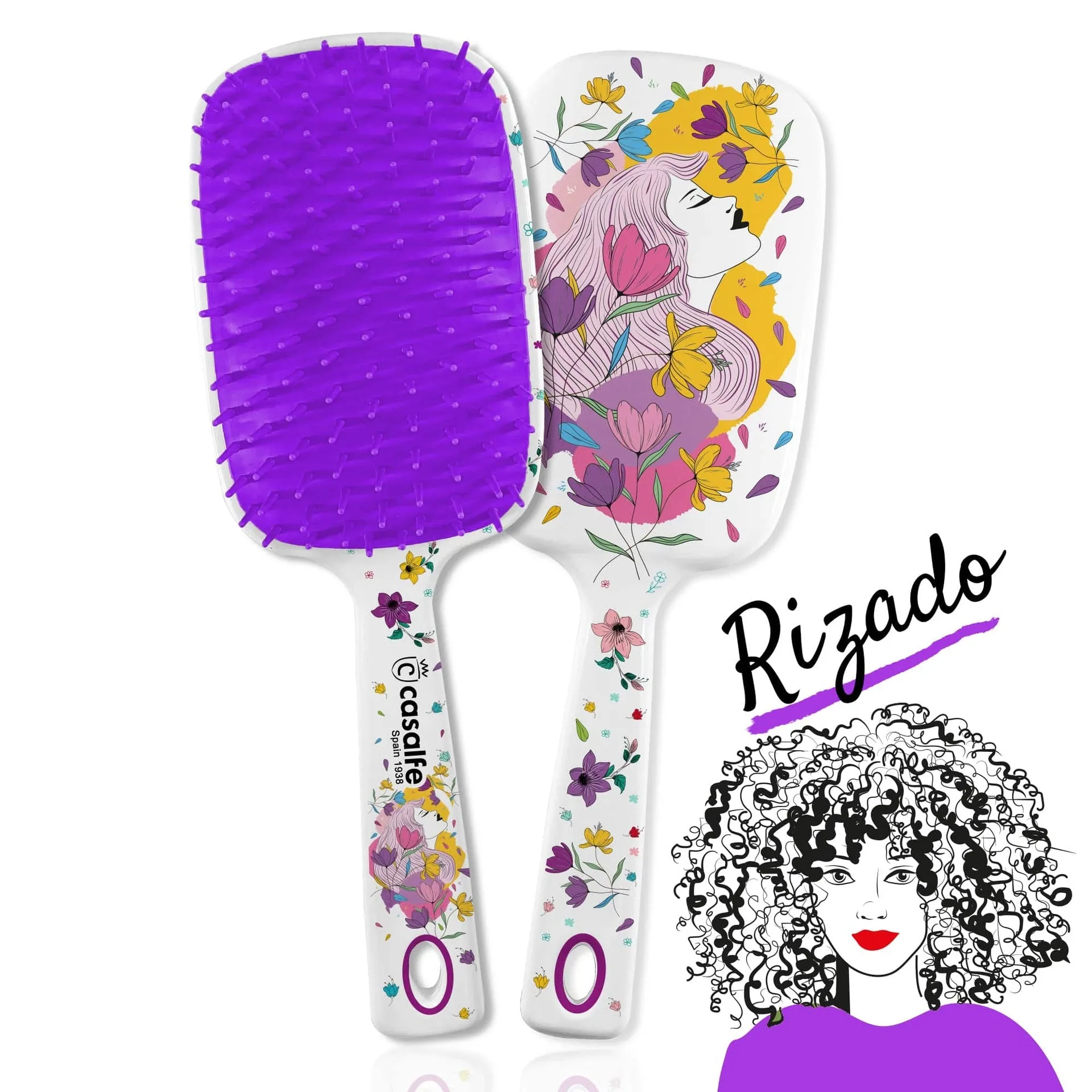 Casalfe Cepillo Ella XL desenreda sin tirones pelo rizado y/o rebelde