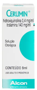 Cerumin Hidroxiquinolina 0,4mg/ml + Trolamina 140mg/ml Solução Otológica 8ml