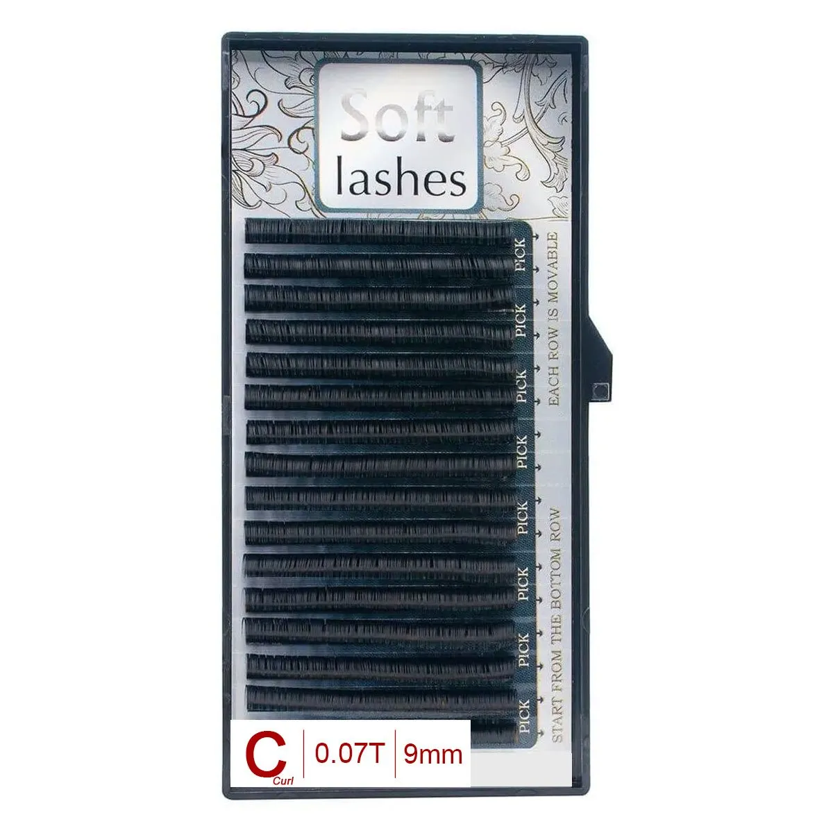 Cilios Soft Para Volume Russo Fios de Seda Curvatura C 16 Linhas 9mm