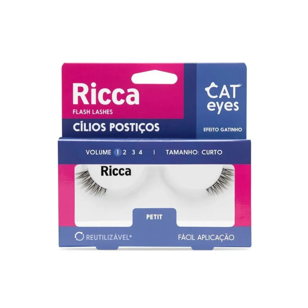 Cílios Postiços Ricca Efeito Gatinho Charm Cat Eyes Cód 2699