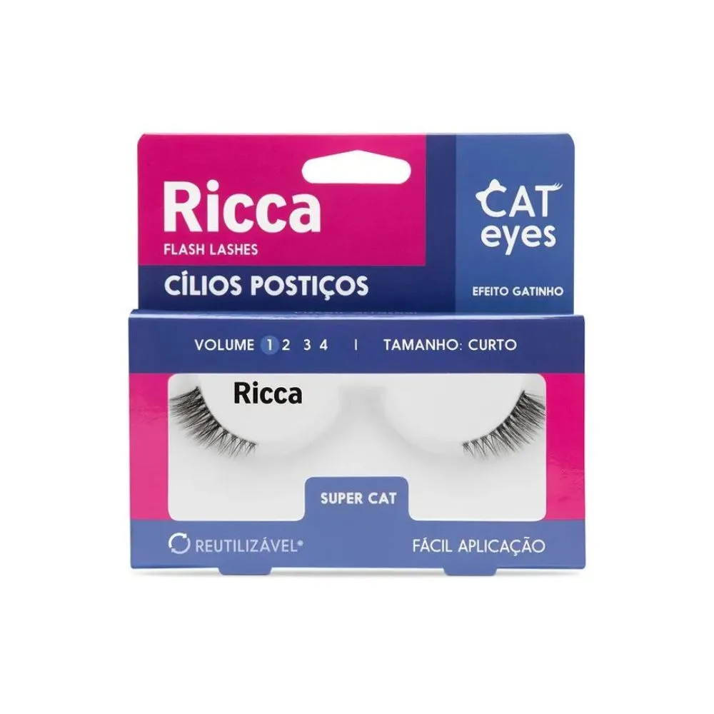 Cílios Postiços Ricca Efeito Gatinho Super Cat Cat Eyes Cód 2705