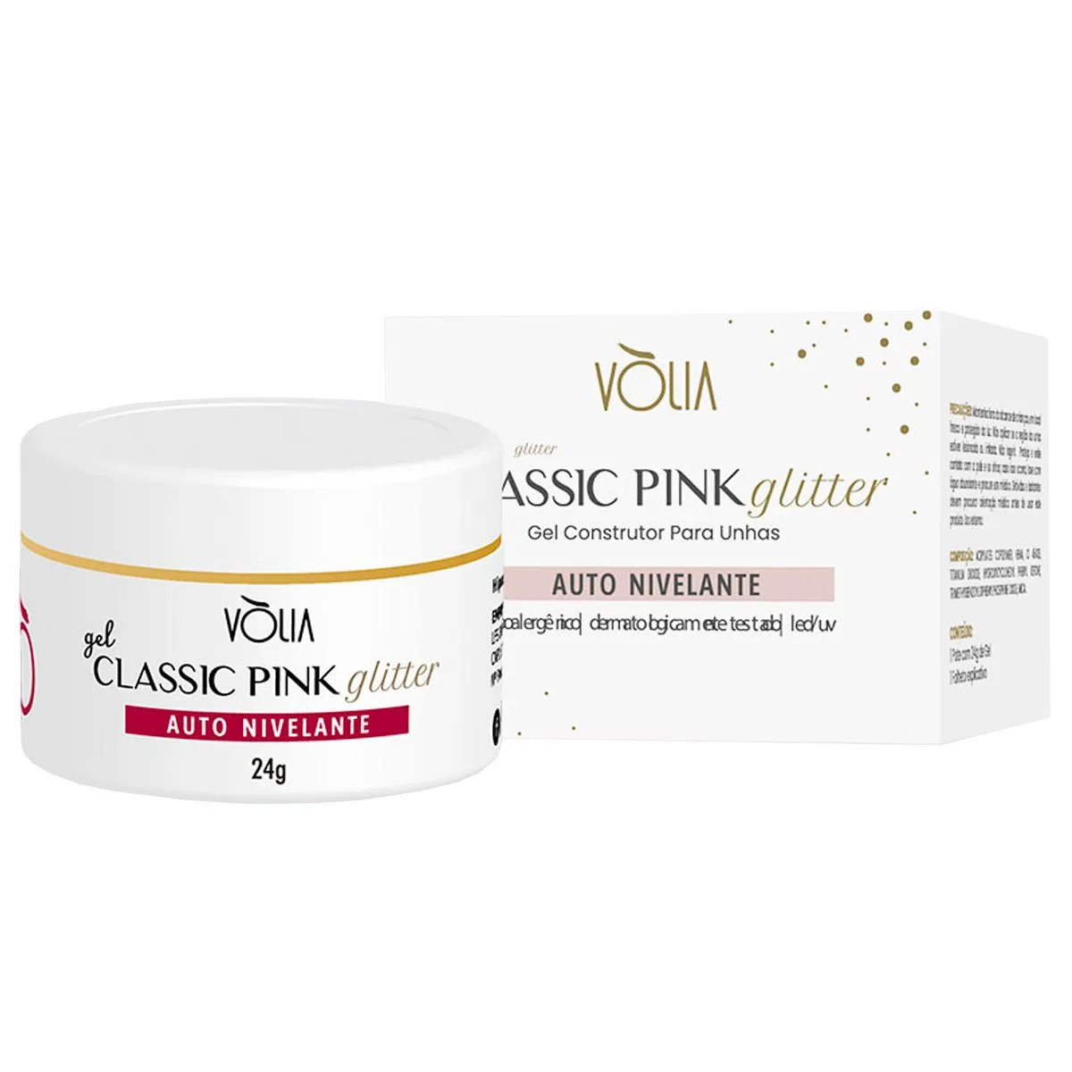 Gel Classic Auto Nivelante Vòlia 24g Pink Glitter