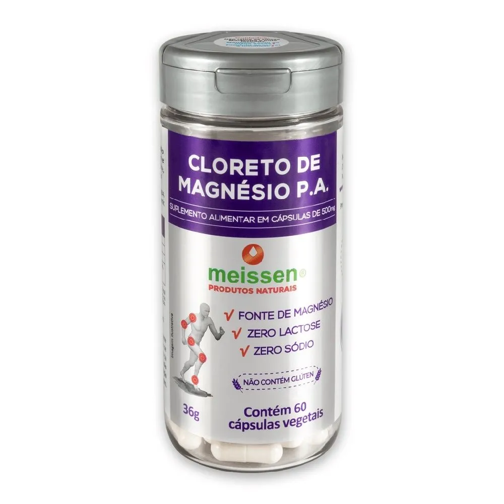 Cloreto de Magnésio P.A. Meissen com 60 Cápsulas vegetais de 500mg