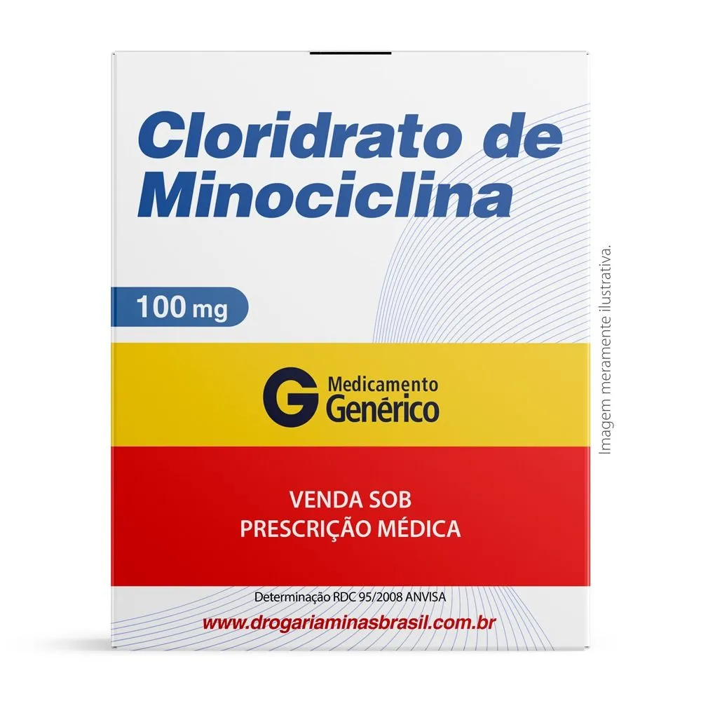 Cloridrato De Minociclina 100Mg Com 30 Comprimidos Genérico Ranbaxy