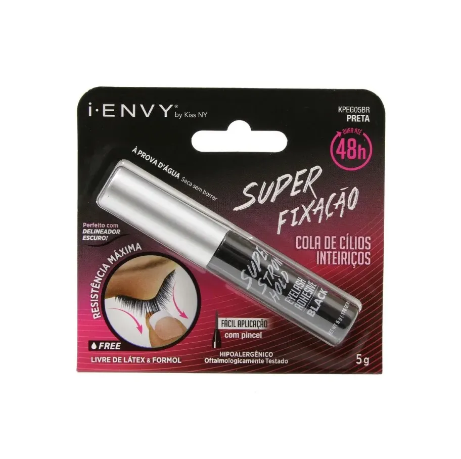 Cola Para Cílios Kiss New York I-envy 5g Super Fixação 48h Preta