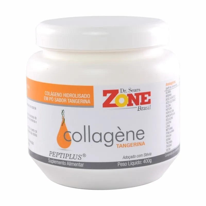 Colágeno Hidrolisado em Pó - Tangerina - Zone Diet - Frasco com 400g