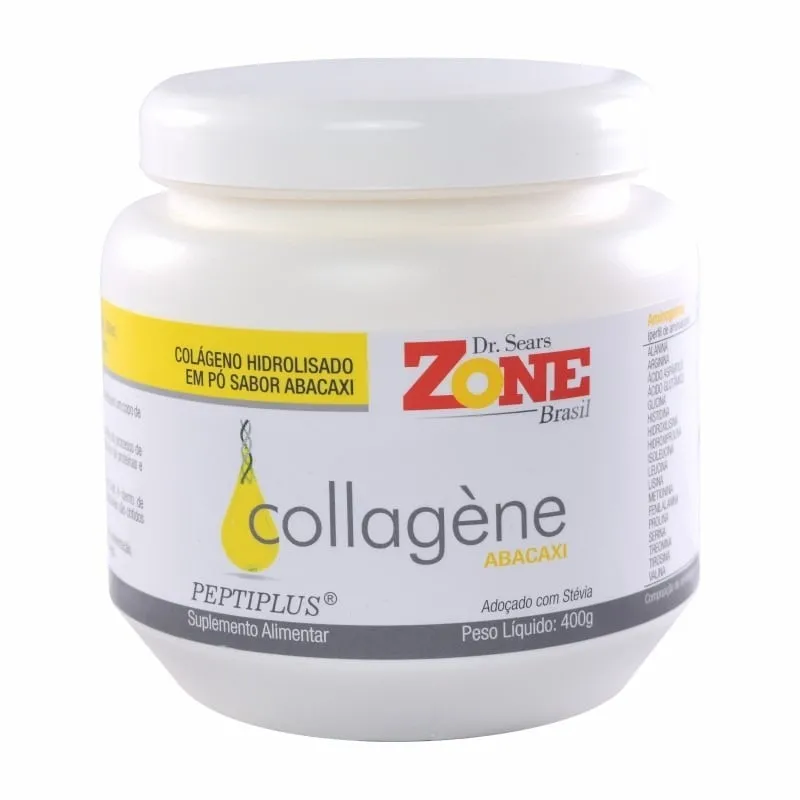 Colágeno Hidrolisado em Pó - Abacaxi - Zone Diet - Frasco com 400g